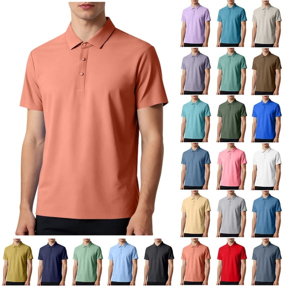 Men's Short Sleeve Button Down Shirt - Solid Color, Loose Fit Cooling & Breathable Fabric, Moisture Wicking Stretch Knit for Casual, Work, Golf