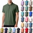 thumbnail image 1 of Men's Short Sleeve Button Down Shirt - Solid Color, Loose Fit Cooling & Breathable Fabric, Moisture Wicking Stretch Knit for Casual, Work, Golf, 1 of 7
