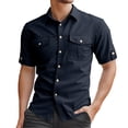 thumbnail image 1 of Men's Short Sleeve Button Up Shirts Breathable Comfortable Casual Formal Wear Versatile Stylish Lightweight Summer Mens Summer Lightweight Pullover Tee Shirts, 1 of 4