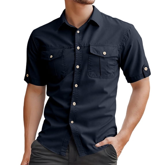 Men's Short Sleeve Button Up Shirts Breathable Comfortable Casual Formal Wear Versatile Stylish Lightweight Summer Mens Summer Lightweight Pullover Tee Shirts