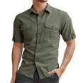 thumbnail image 1 of Men's Short Sleeve Button Up Shirts Breathable Comfortable Casual Formal Wear Versatile Stylish Lightweight Summer Mens Summer Lightweight Pullover Tee Shirts, 1 of 4
