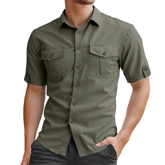 Men's Short Sleeve Button Up Shirts Breathable Comfortable Casual Formal Wear Versatile Stylish Lightweight Summer Mens Summer Lightweight Pullover Tee Shirts