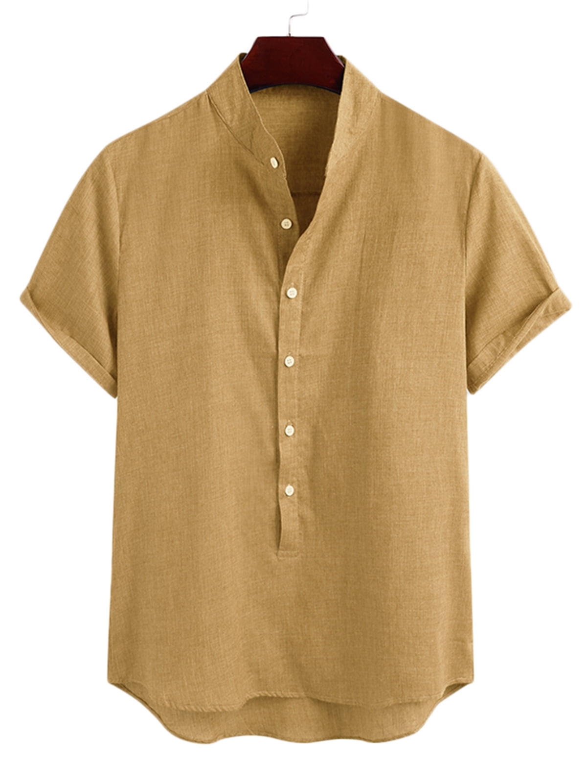 Men's Short Sleeve Button-down Casual Henley Shirts - Walmart.com