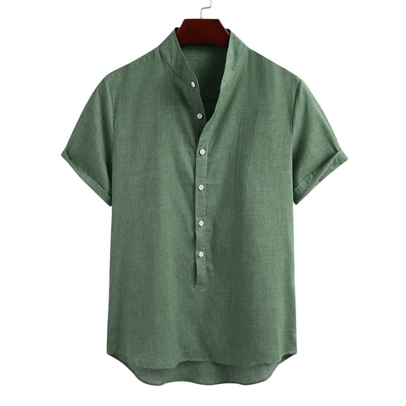 Men's Short Sleeve Button-down Casual Henley Shirts