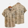 thumbnail image 1 of Men's Short Sleeve Buttton Down Tshirt World Map Print Hawaiian Shirts Casual Summer Vacation T Shirt Lapel Aloha Shirt with Pocket, 1 of 6
