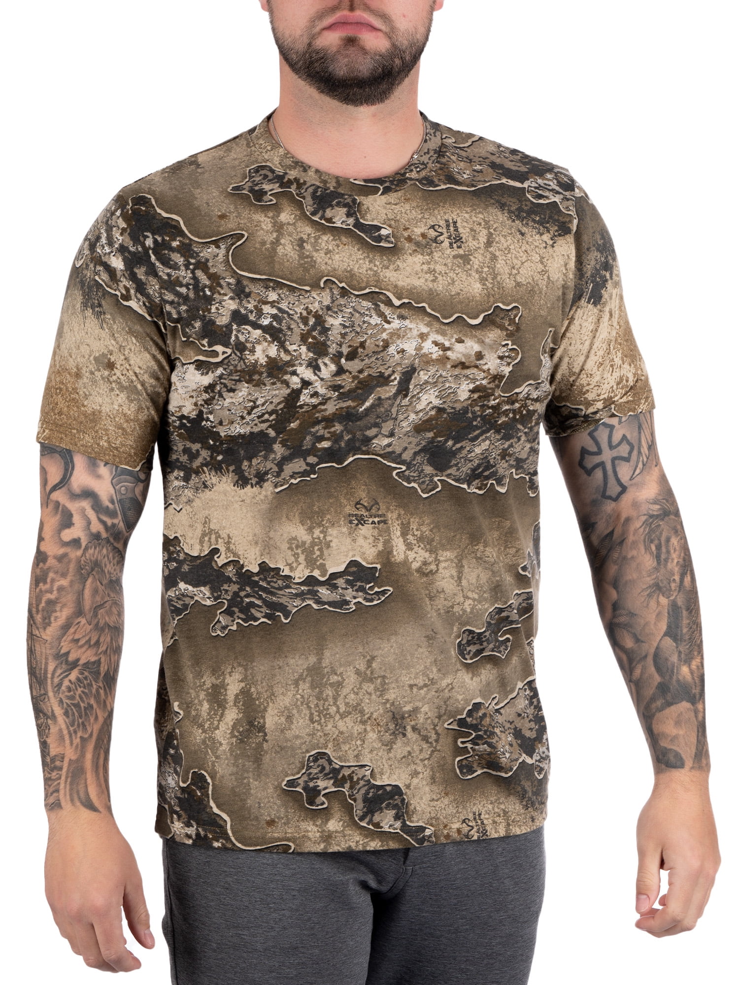 Men's Short Sleeve Camo Tee Scent Control Cotton Shirt by Realtree