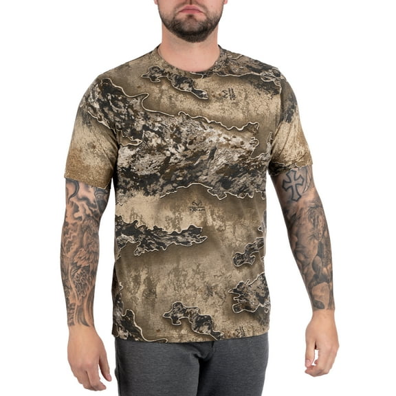 Men's Short Sleeve Camo Tee Scent Control Cotton Shirt by Realtree, Sizes S-3XL