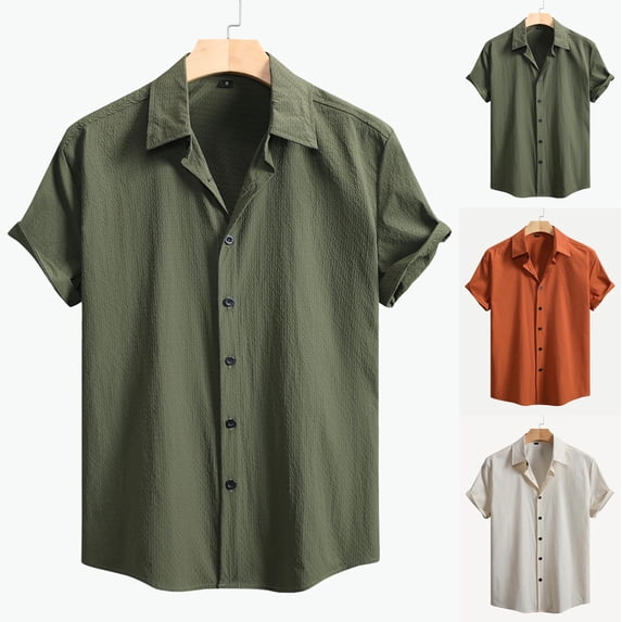 Men's Short Sleeve Casual Button Down Shirt Beach Print Turndown Collar Shirt Tops Polyester Blend Summer Vacation Travel Fishing Outdoor Fashion Essential | JASKFLY,Orange L