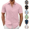 thumbnail image 1 of Men's Short Sleeve Casual Button Down Shirt Quick Dry Breathable Shirt Turndown Collar Relaxed Fit Moisture Wicking Travel Golf Summer Beach Wedding | Zenithor,Black L, 1 of 7