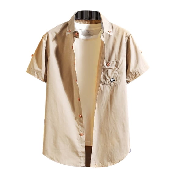 Men's Short Sleeve Casual Shirt Breathable Lightweight Comfortable Summer Autumn Top Stylish Fashion Relax Fit Mens Casual Crew Neck Basic Tees