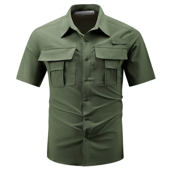 Men's Short Sleeve Casual Shirt Lightweight Breathable Shirt for Outdoor Hiking Travel Summer Comfort