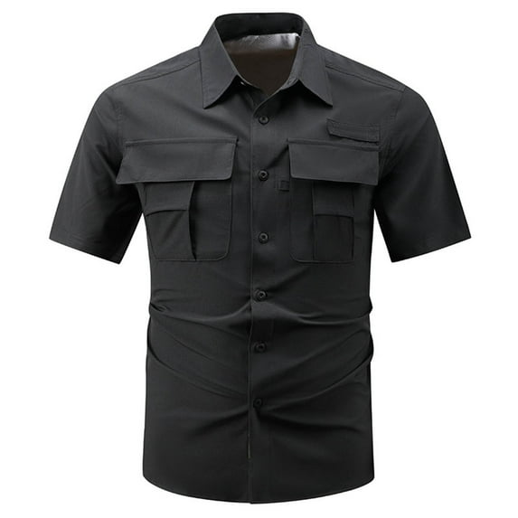 Men's Short Sleeve Casual Shirt Lightweight Breathable Shirt for Outdoor Hiking Travel Summer Comfort