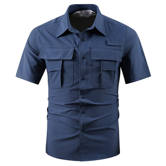Men's Short Sleeve Casual Shirt Lightweight Breathable Shirt for Outdoor Hiking Travel Summer Comfort