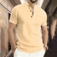 thumbnail image 1 of Men's Short Sleeve Casual Shirt, Solid Color Stand Collar, 3-Button Versatile Summer Top, 1 of 7