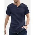 thumbnail image 1 of Men's Short Sleeve Causal Henley Shirt Holiday T-shirt Tops, 1 of 6