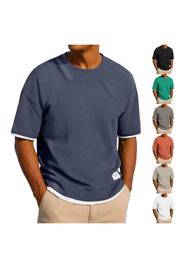 Men's Short Sleeve Color Block T-Shirt Top Casual Round Neck Tee Shirt Modern Two Tone Style Daily Wear Streetwear Fashion Essential | AESTIVO,Green XL