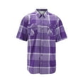 thumbnail image 1 of Men’s Short Sleeve Cowboy Button Down Casual Plaid Pattern Western Dress Shirt (8AS106-Purple, 4XL), 1 of 3