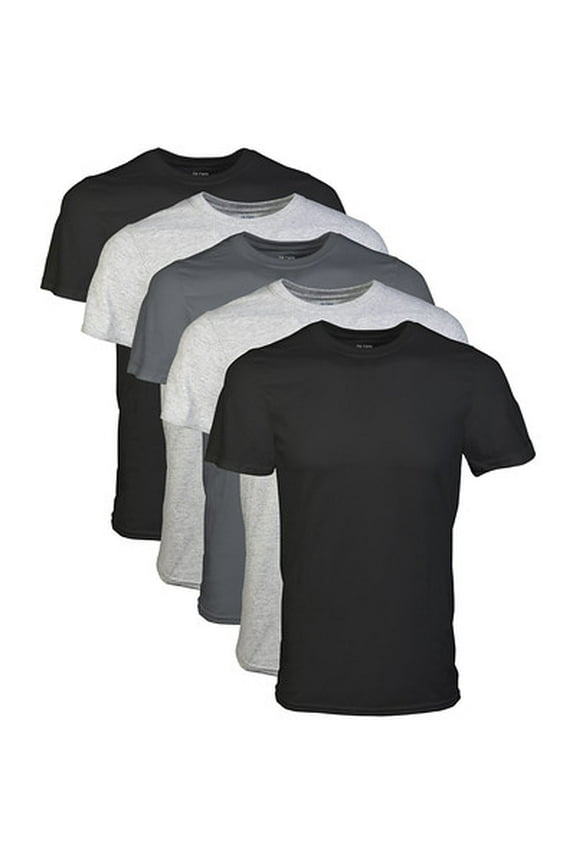 Men's Crew T-Shirts, Black/Sport Grey/Charcoal, Large