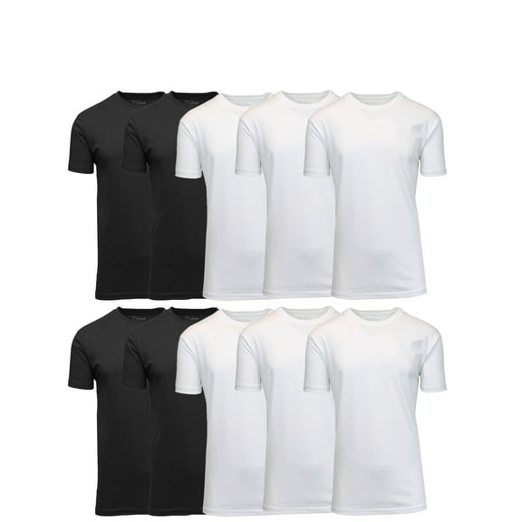 Men's Short Sleeve Crew Neck Cotton Blend Classic Tee (S-3XL) 10 Pack