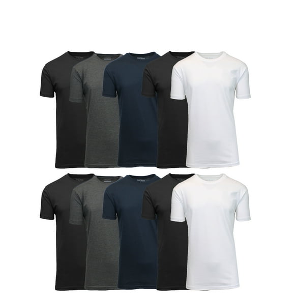 Men's Short Sleeve Crew Neck Cotton Blend Classic Tee (S-3XL) 10 Pack