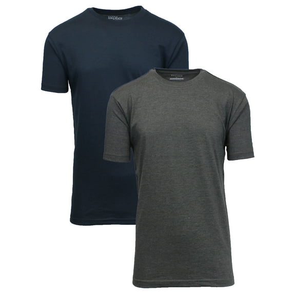 Men's Short Sleeve Crew Neck Cotton Blend Classic Tee (S-3XL) 2 Pack