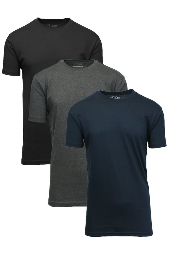 Men's Short Sleeve Crew Neck Cotton Blend Classic Tee (S-3XL) 3 Pack