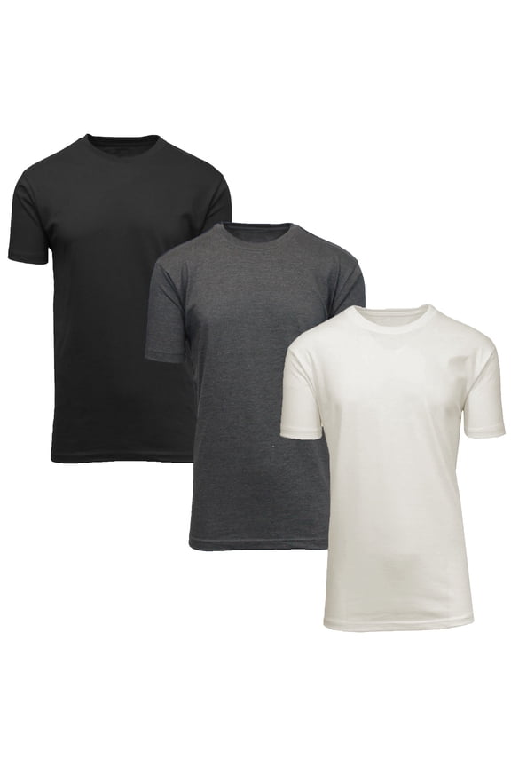 Men's Short Sleeve Crew Neck Cotton Blend Classic Tee (S-3XL) 3 Pack