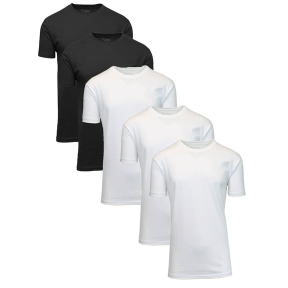 Men's Short Sleeve Crew Neck Cotton Blend Classic Tee (S-3XL) 5 Pack