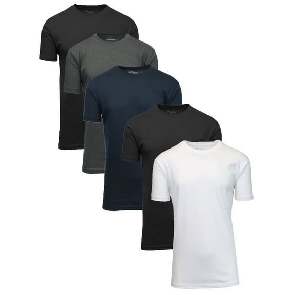 Men's Short Sleeve Crew Neck Cotton Blend Classic Tee (S-3XL) 5 Pack