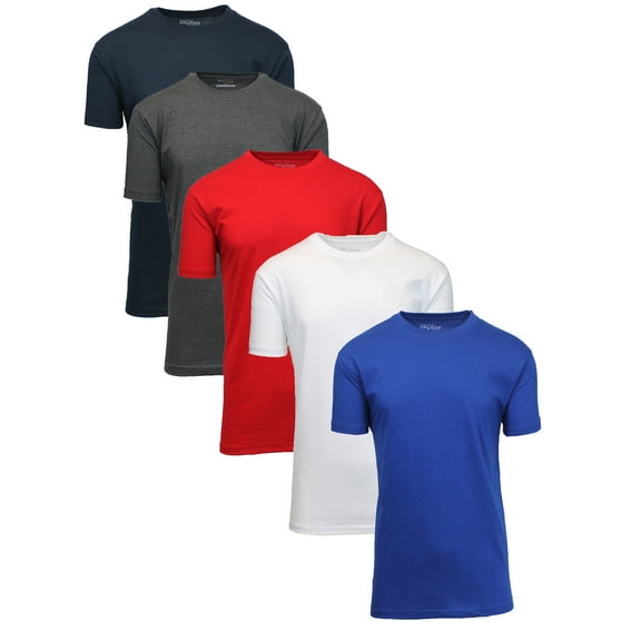 Men's Short Sleeve Crew Neck Cotton Blend Classic Tee (S-3XL) 5 Pack