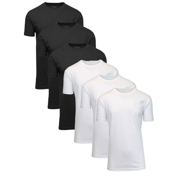 Men's Short Sleeve Crew Neck Cotton Blend Classic Tee (S-3XL) 6 Pack
