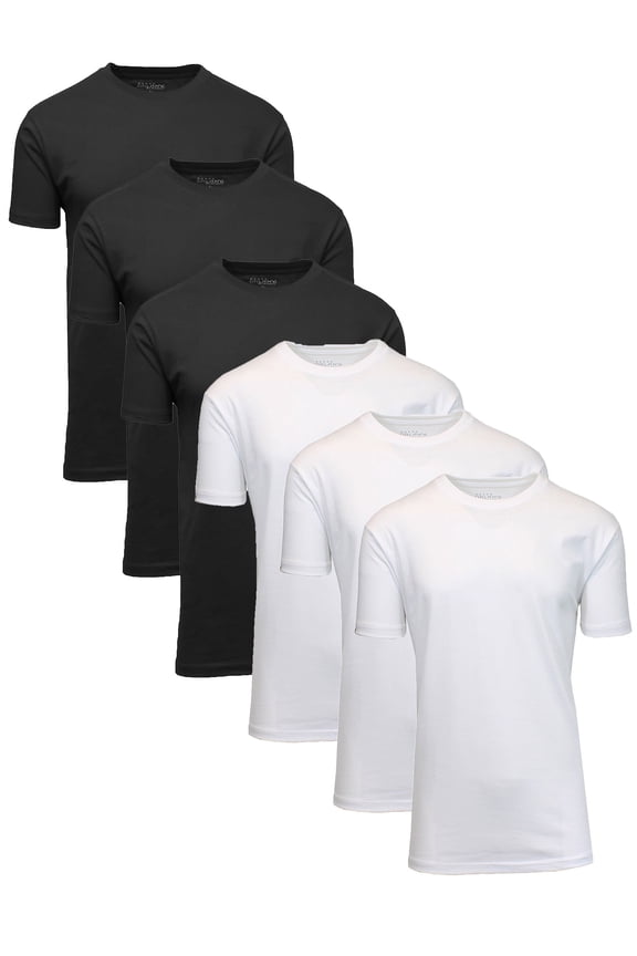 Men's Short Sleeve Crew Neck Cotton Blend Classic Tee (S-3XL) 6 Pack