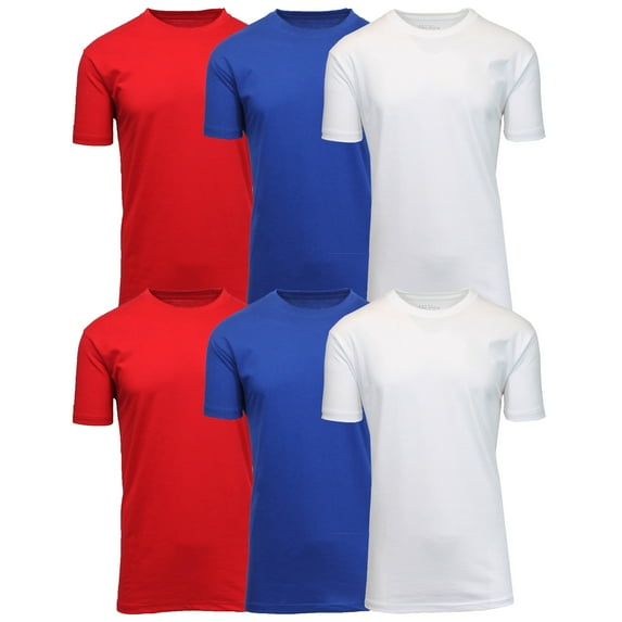 Men's Short Sleeve Crew Neck Cotton Blend Classic Tee (S-3XL) 6 Pack