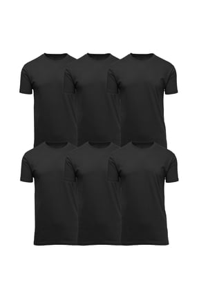 Men's Short Sleeve Crew Neck Cotton Blend Classic Tee (S-3XL) 6 Pack