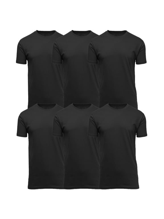 Men's Short Sleeve Crew Neck Cotton Blend Classic Tee (S-3XL) 6 Pack