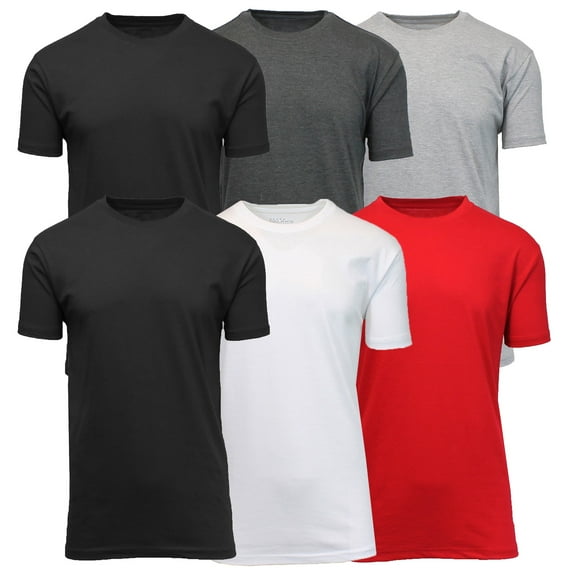 Men's Short Sleeve Crew Neck Cotton Blend Classic Tee (S-3XL) 6 Pack