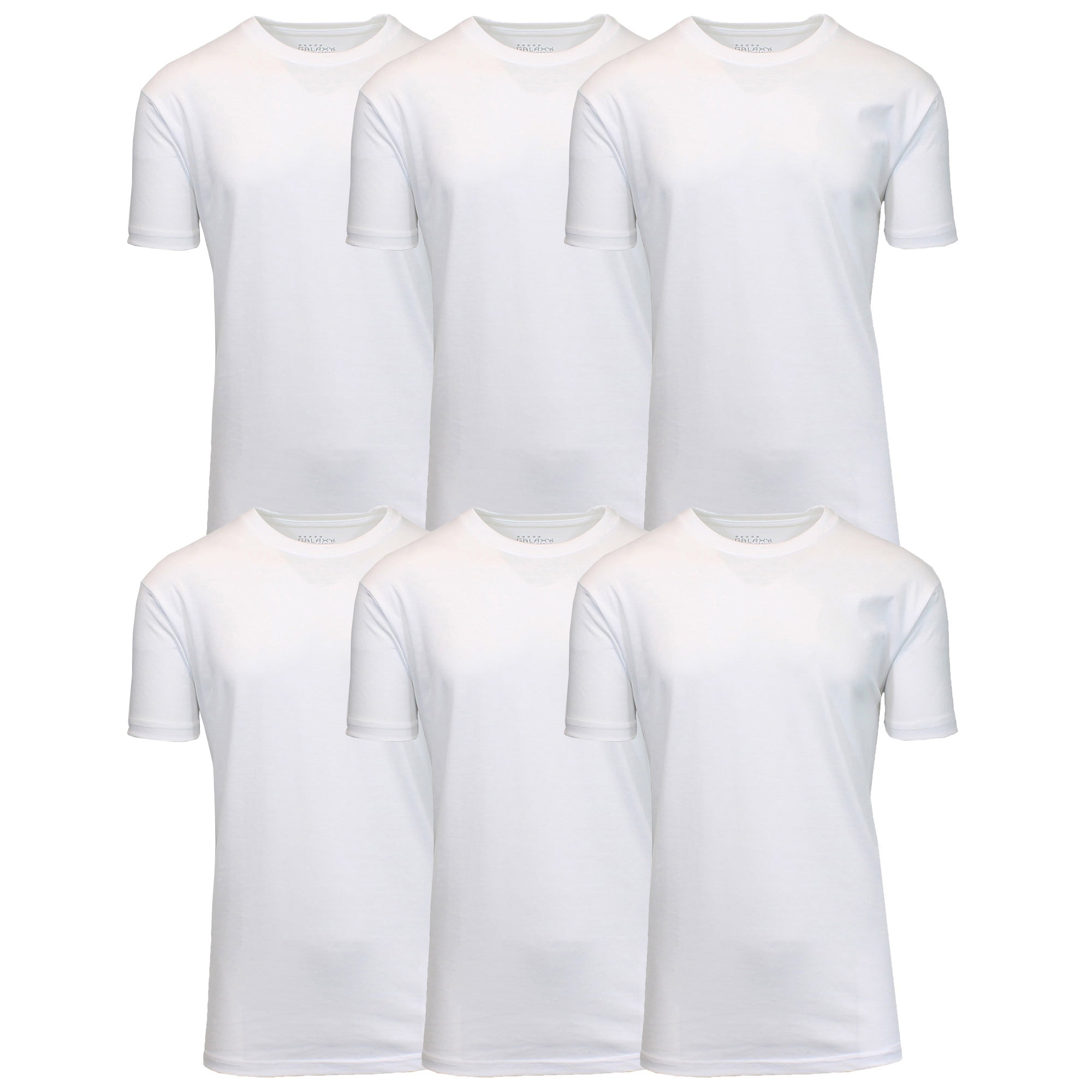 Men's Short Sleeve Crew Neck Cotton Blend Classic Tee (S-3XL) 6 Pack