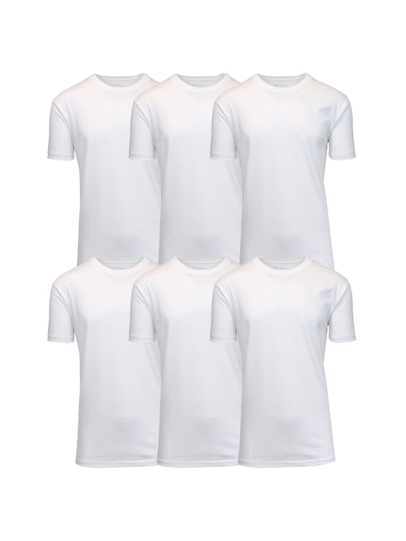 Men's Short Sleeve Crew Neck Cotton Blend Classic Tee (S-3XL) 6 Pack