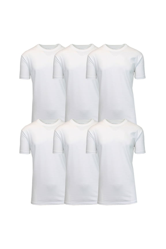 Men's Short Sleeve Crew Neck Cotton Blend Classic Tee (S-3XL) 6 Pack
