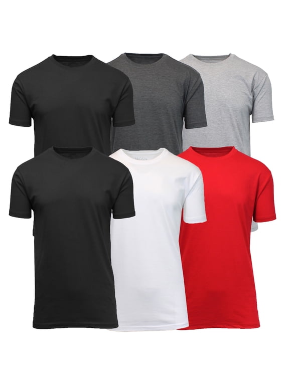 Men's Short Sleeve Crew Neck Cotton Blend Classic Tee (S-3XL) 6 Pack