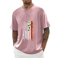 thumbnail image 1 of Men’s Short Sleeve Crew Neck T Shirt with Distressed Flag and Shamrock Print Relaxed Fit Lightweight Top Pink 3XL, 1 of 4