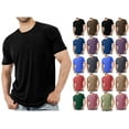 thumbnail image 1 of Men's Short Sleeve Crewneck T-Shirt Solid Color Casual Tee Soft Breathable Cotton Blend Top for Daily Wear, 1 of 6
