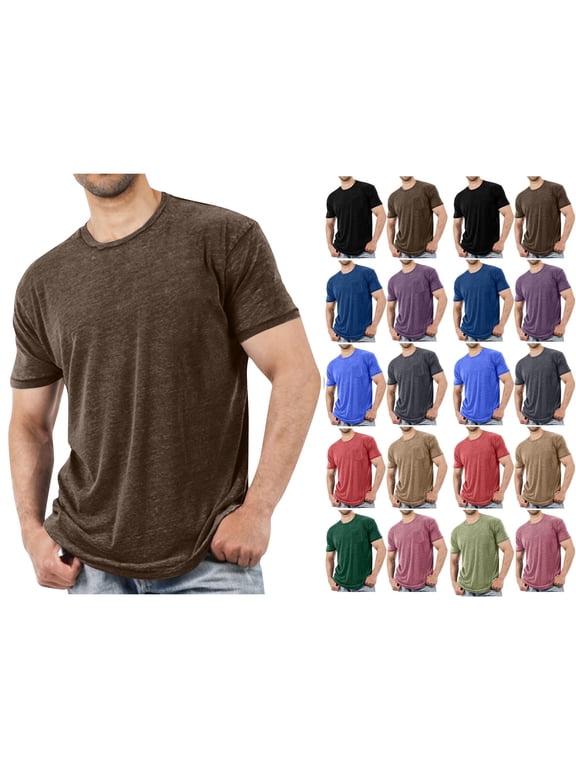Men's Short Sleeve Crewneck T-Shirt Solid Color Casual Tee Soft Breathable Cotton Blend Top for Daily Wear