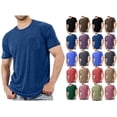 thumbnail image 1 of Men's Short Sleeve Crewneck T-Shirt Solid Color Casual Tee Soft Breathable Cotton Blend Top for Daily Wear, 1 of 6