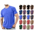 thumbnail image 1 of Men's Short Sleeve Crewneck T-Shirt Solid Color Casual Tee Soft Breathable Cotton Blend Top for Daily Wear, 1 of 6