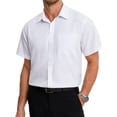 thumbnail image 1 of HISDERN Men's Short Sleeve Dress Shirt Classic Fit White Button Down Work Shirt with Pocket, 1 of 11
