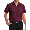 thumbnail image 1 of HISDERN Men's Short Sleeve Dress Shirt Classic Fit Stretch Button Down Shirt for Office Casual, 1 of 11