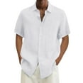 thumbnail image 1 of Men's Short Sleeve Dress Shirts Button-Down Shirts Tropical Floral Shirts Solid Print White Xxxl, 1 of 1