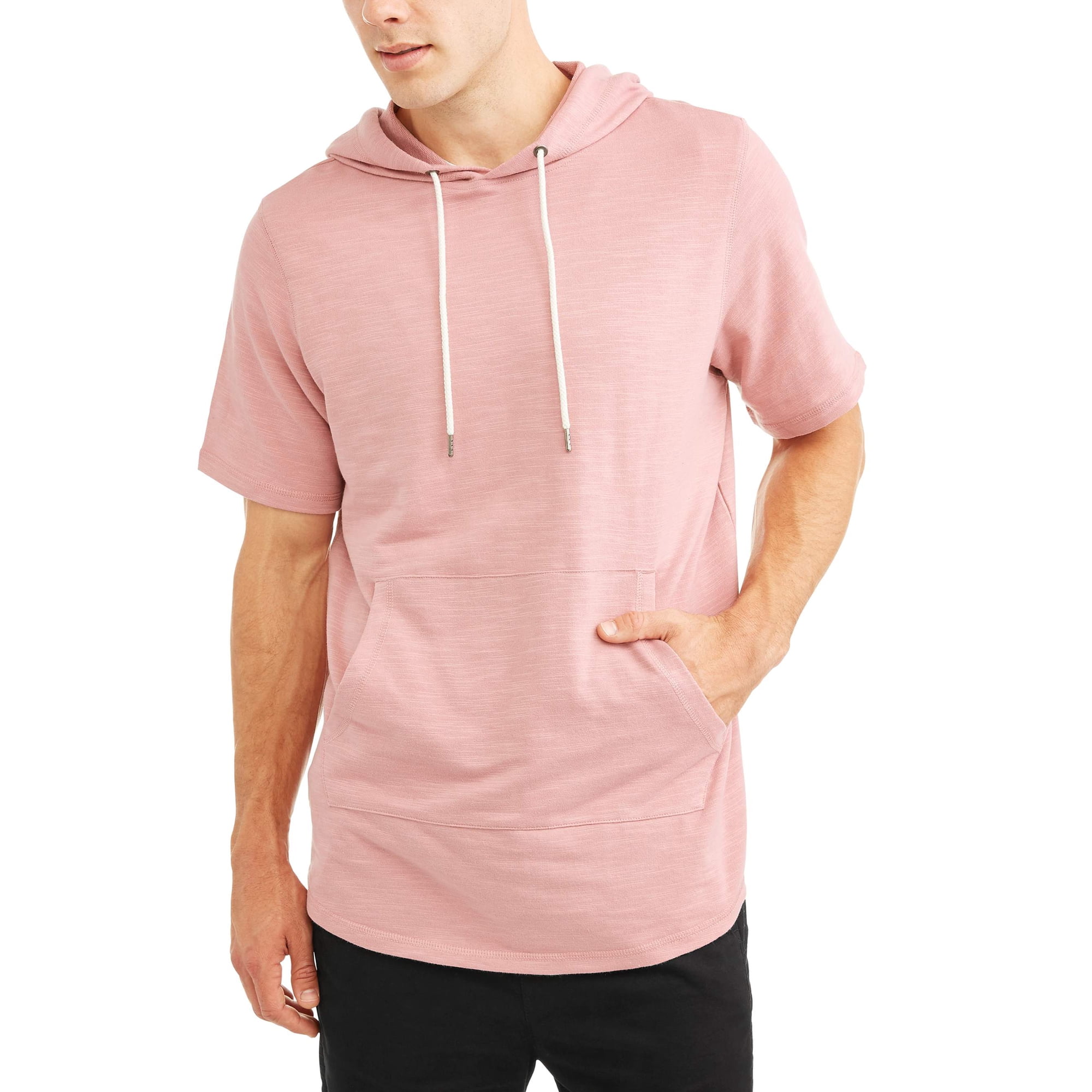 Men's Short Sleeve Elongated Slub Hoodie, Up To Size 3Xl - Walmart.com