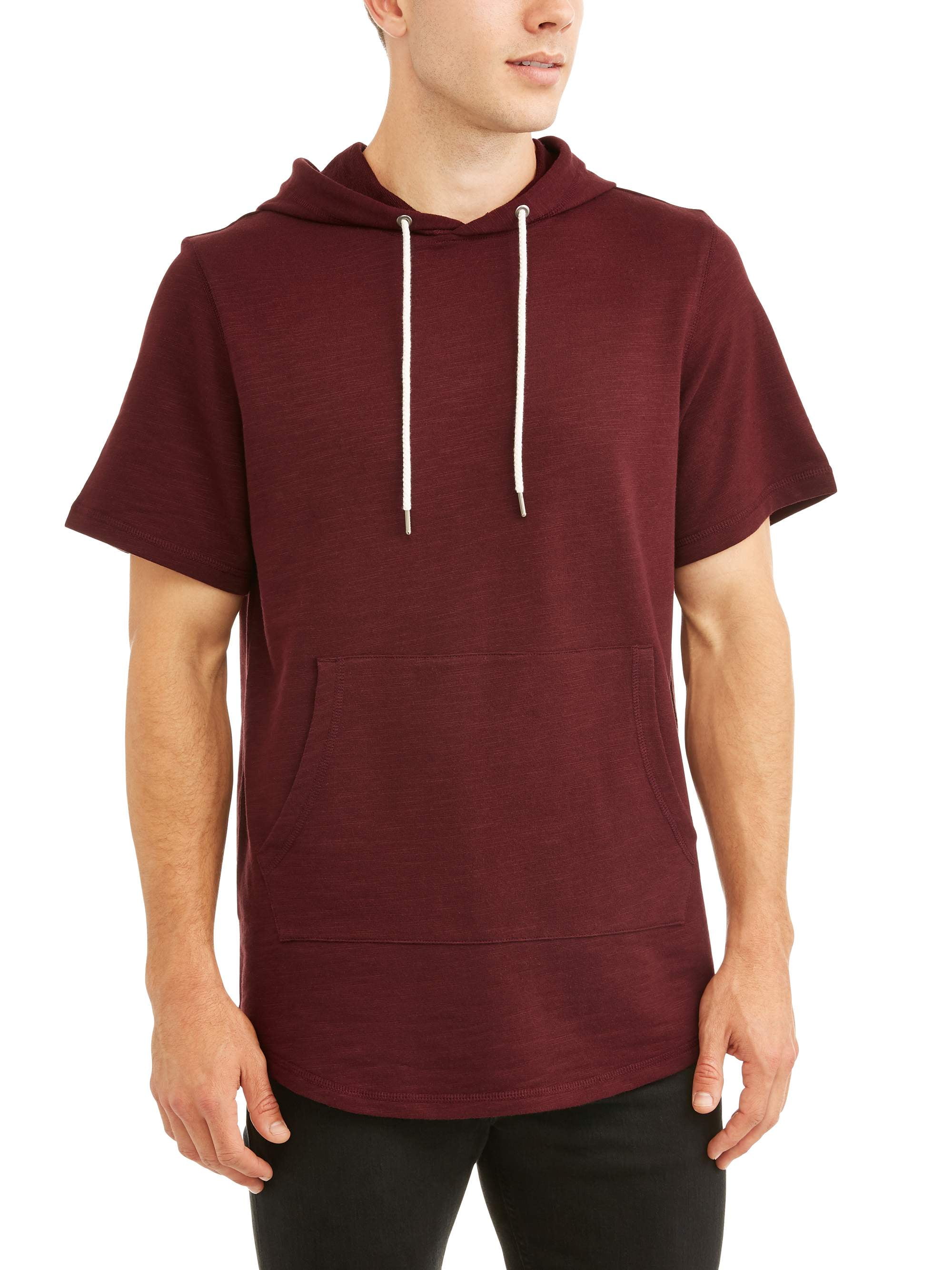 Men s Short Sleeve Elongated Slub Hoodie Up To Size 3Xl Walmart